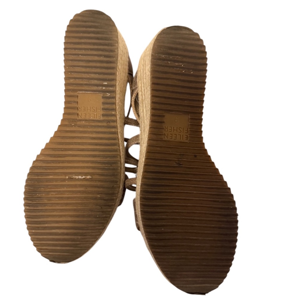 EILEEN FISHER “Wanda” Champagne Metallic Suede Espadrille Size 9 - Picture 5 of 5